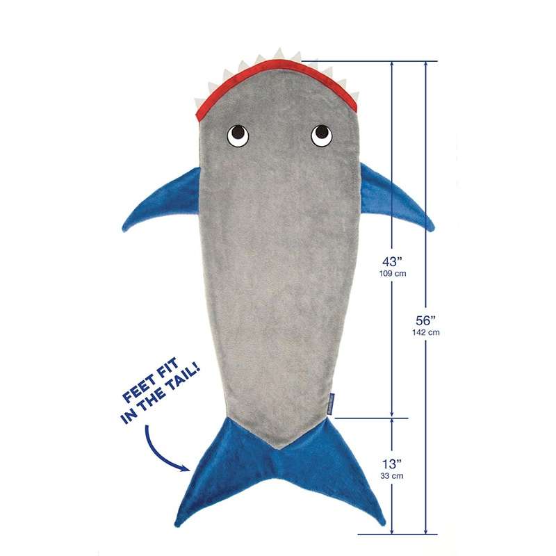 Winter Shark Mermaid Sleeping Blanket Sleeping Swaddle Soft Wool Children Sleeping Bag(Grey Shark)