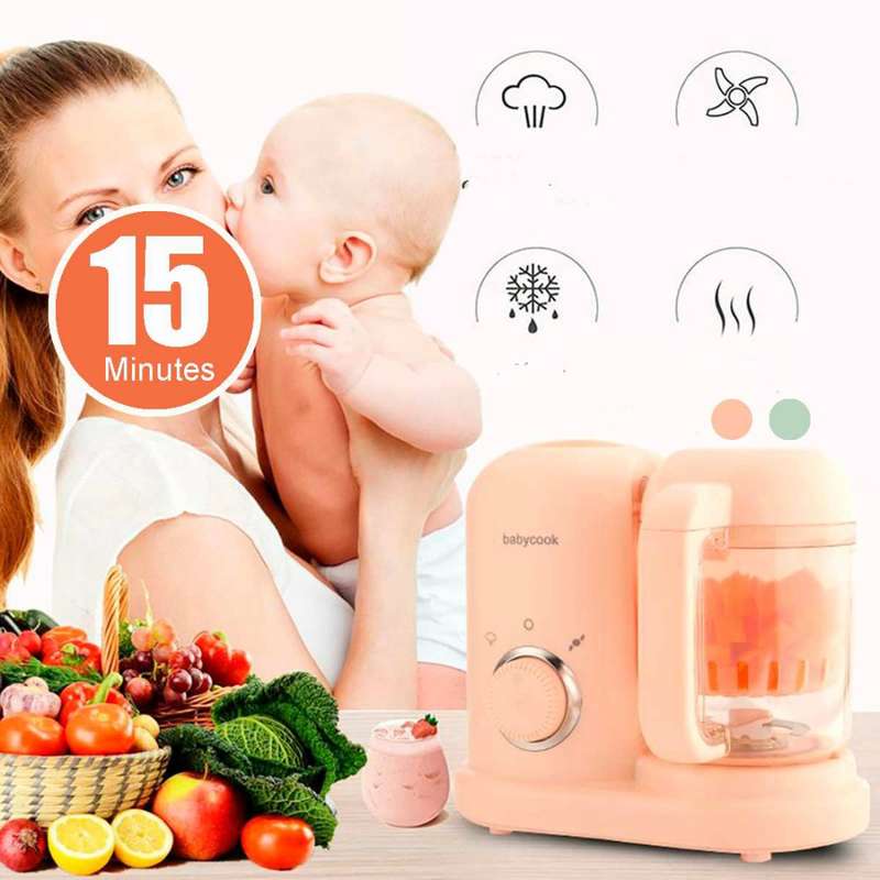 Multifunction Baby Food Cooking Maker Steamer Mixing Grinder Food Supplementary Machine EU Plug(Pink