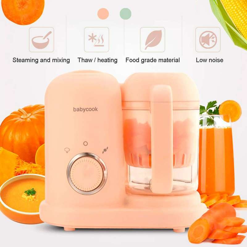 Multifunction Baby Food Cooking Maker Steamer Mixing Grinder Food Supplementary Machine EU Plug(Pink