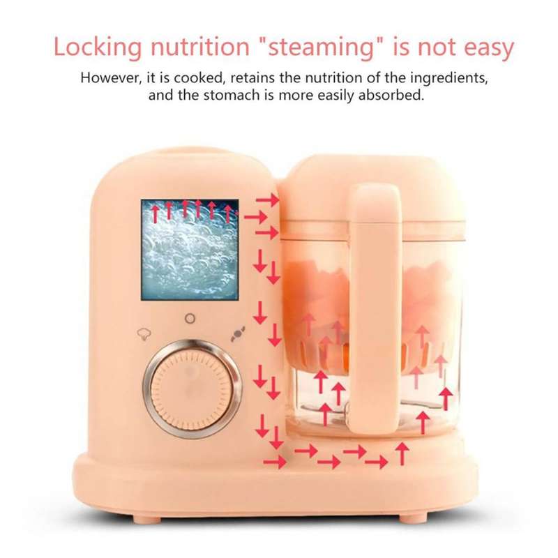 Multifunction Baby Food Cooking Maker Steamer Mixing Grinder Food Supplementary Machine EU Plug(Pink
