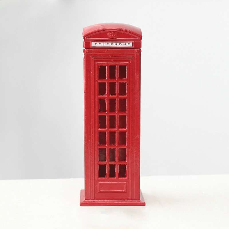 Retro Tin Alloy Telephone Booth Postbox Piggy Bank Decoration( Mailbox)