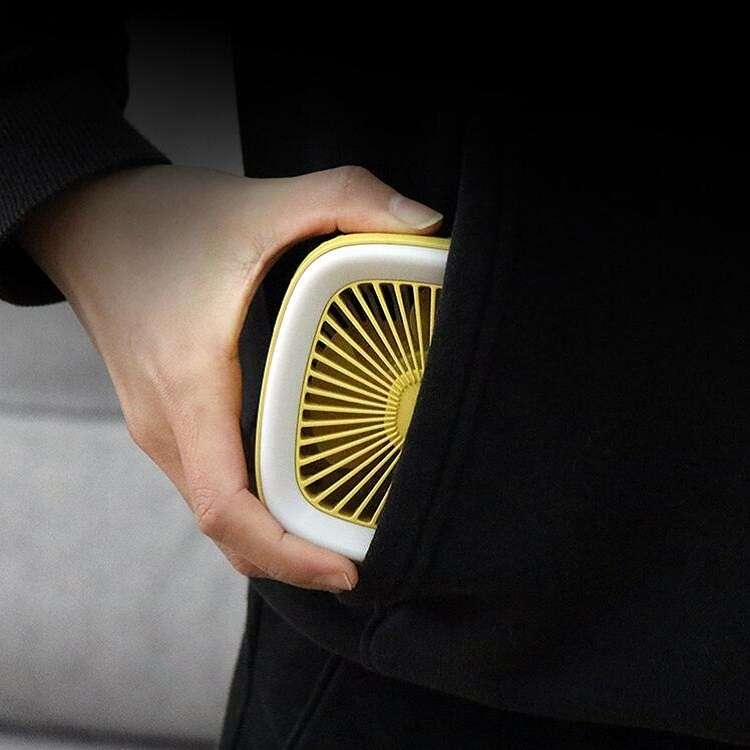 USB Rechargeable Desktop Fan Multifunctional Handheld Pocket Fan(Yellow)