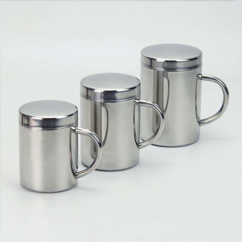 304 Stainless Steel Double Insulation Coffee Drink Milk Water Mugs Durable Drinking Cup with Lid 280