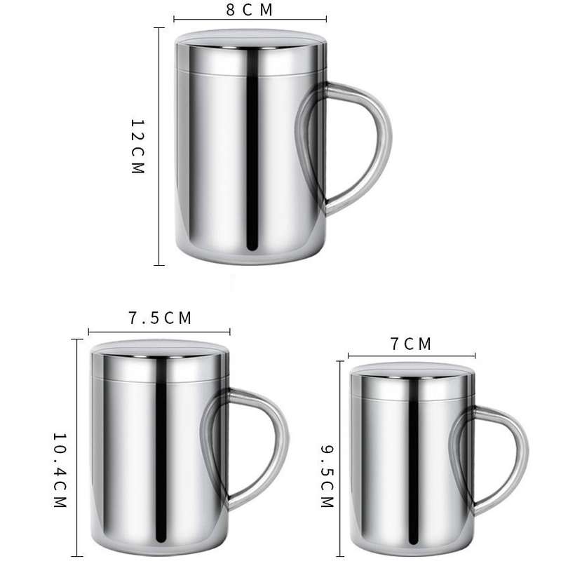 304 Stainless Steel Double Insulation Coffee Drink Milk Water Mugs Durable Drinking Cup with Lid 280