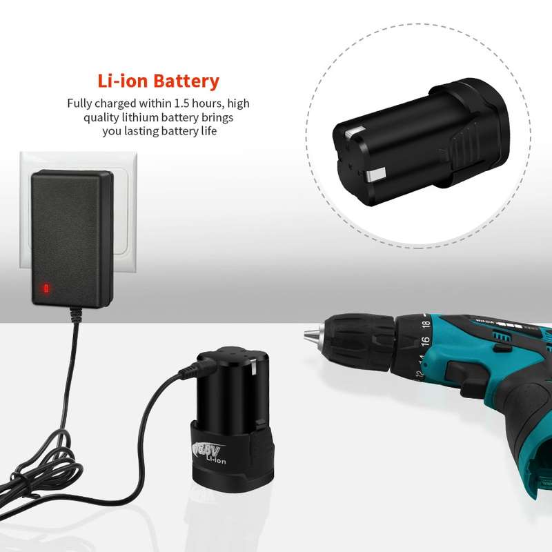 HILDA Electric Drill Cordless Screwdriver Lithium Battery Mini Drill Cordless Screwdriver Power Tool