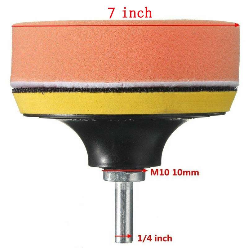7 in 1 Buffing Pad Set Thread Auto Car Polishing Pad Kit for Car Polisher, Size:7 inch