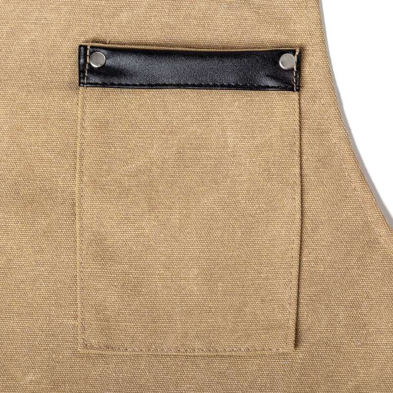 Washed Canvas Apron Chef Cafe Shop BBQ Hairdresser Aprons(Black)
