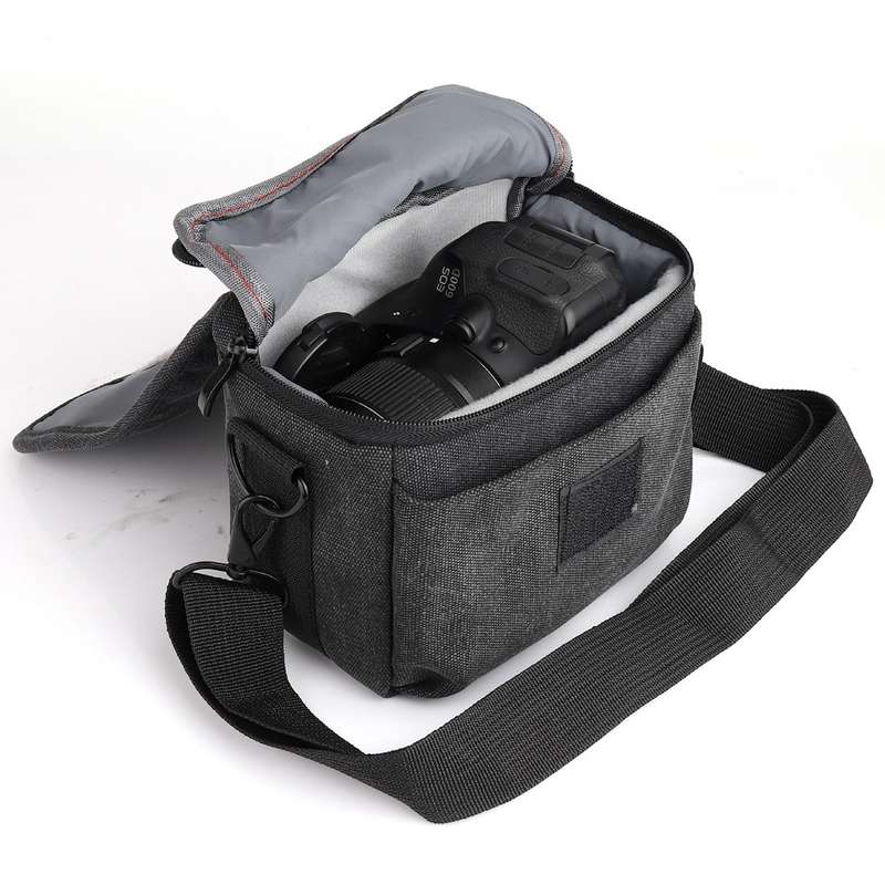 Universal DSLR Camera Shoulder Bag Canvas Photo Handbag, External size: 19 x 17 x 10mm(Black)