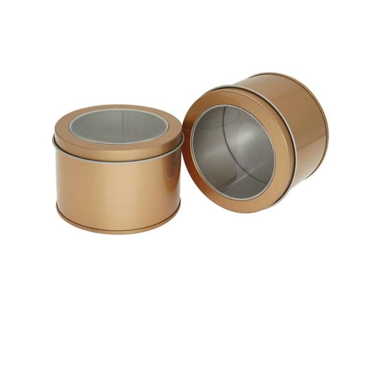 Deep Round Skylight Transparent Window Top Cover Tin Box Food Tea Can Baking Cake Box, Size:9cm x 9c