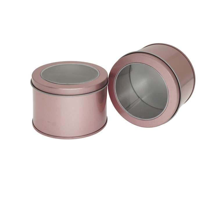 Deep Round Skylight Transparent Window Top Cover Tin Box Food Tea Can Baking Cake Box, Size:9cm x 9c