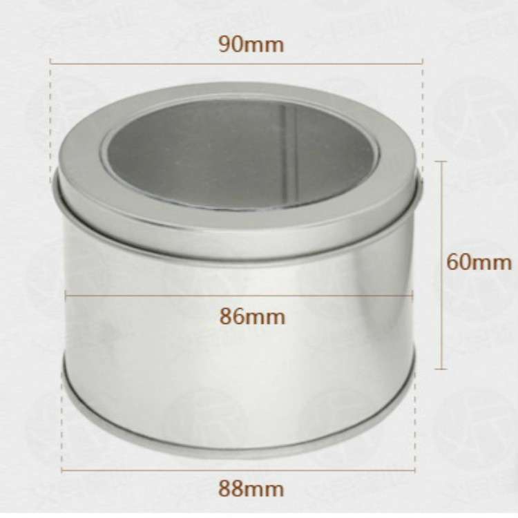 Deep Round Skylight Transparent Window Top Cover Tin Box Food Tea Can Baking Cake Box, Size:9cm x 9c