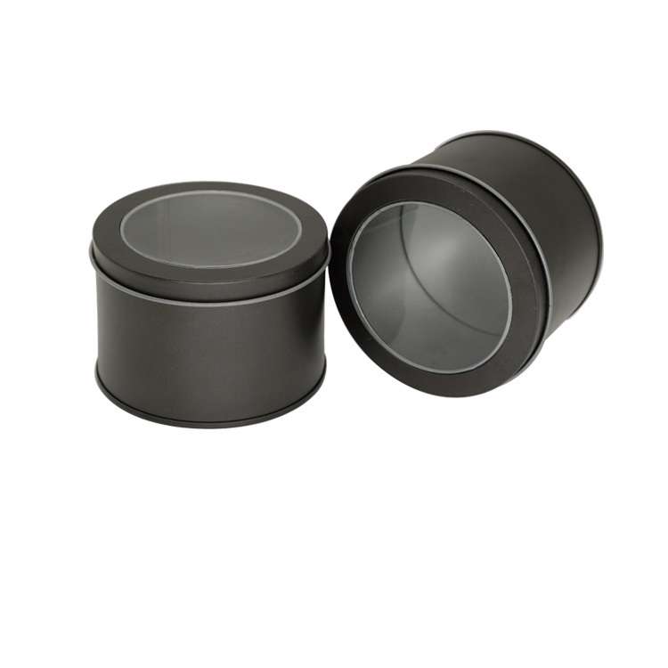 Deep Round Skylight Transparent Window Top Cover Tin Box Food Tea Can Baking Cake Box, Size:9cm x 9c