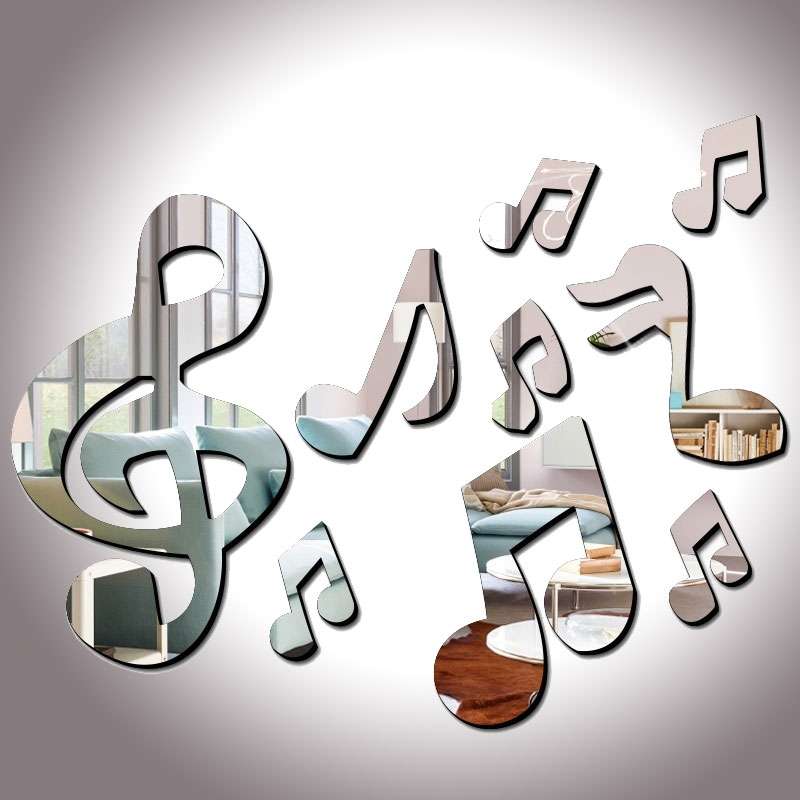 3D Musical Notes Acrylic Mirrors Wall Sticker Home Decor Living Room Wall Decoration Art DIY Wall St