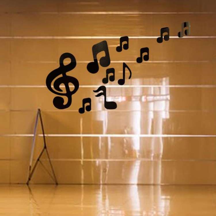 3D Musical Notes Acrylic Mirrors Wall Sticker Home Decor Living Room Wall Decoration Art DIY Wall St