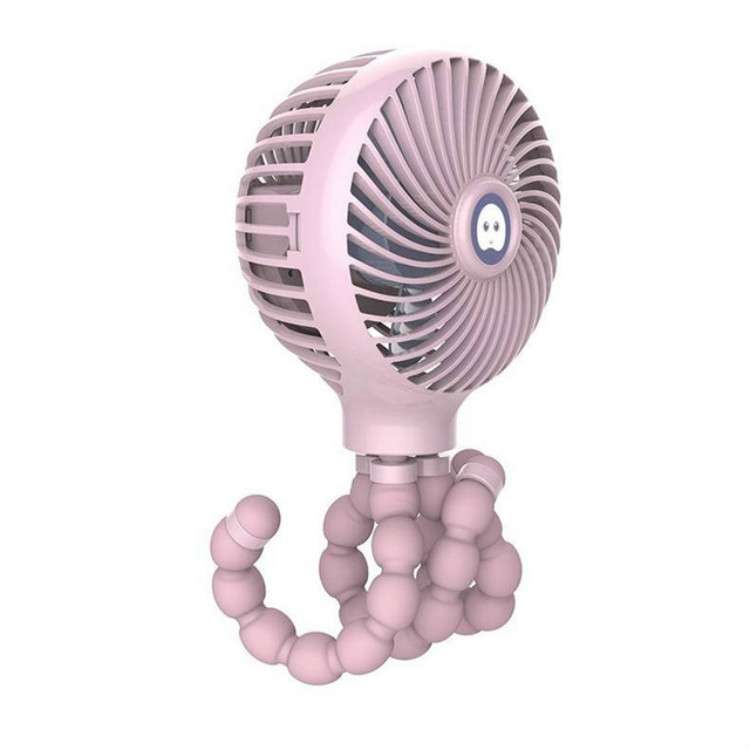 Octopus Deformed Cartoon Folding USB Rechargeable Mini Handheld Fan(Blue)