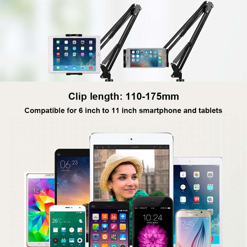 Universal 360 Degree Rotating Flexible Long Arm Lazy Phone Tablet Pad Holder Clip Bracket