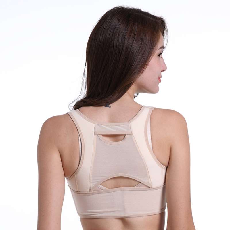Women Chest Posture Corrector Body Shaper Corset Adjustable Shoulder Back Correct Belt, Size:XL (Ski