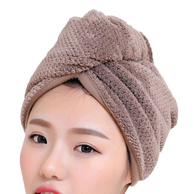 Womens Magic Quick Dry Bath Hair Drying Towel Cap Bathing Tool(Creamy White)