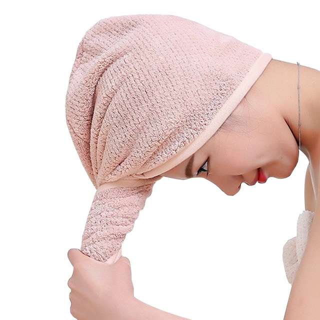 Womens Magic Quick Dry Bath Hair Drying Towel Cap Bathing Tool(Creamy White)
