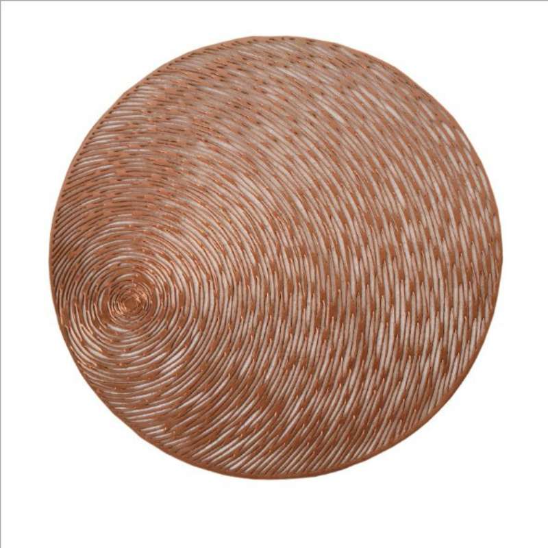 2 PCS Fashion Round Hollow Placemats PVC Table Mats Coffee Cup Pad(Gold)