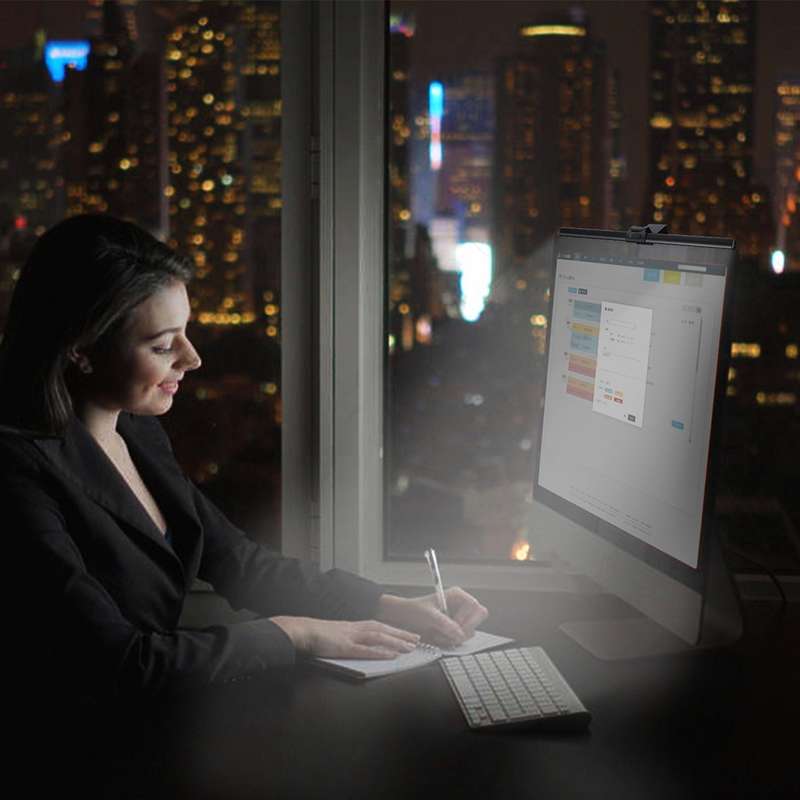 Monitor Screen Hanging Lamp LED Office Computer Notebook Reading Smart Eye Protection Desk Lamp(Blac