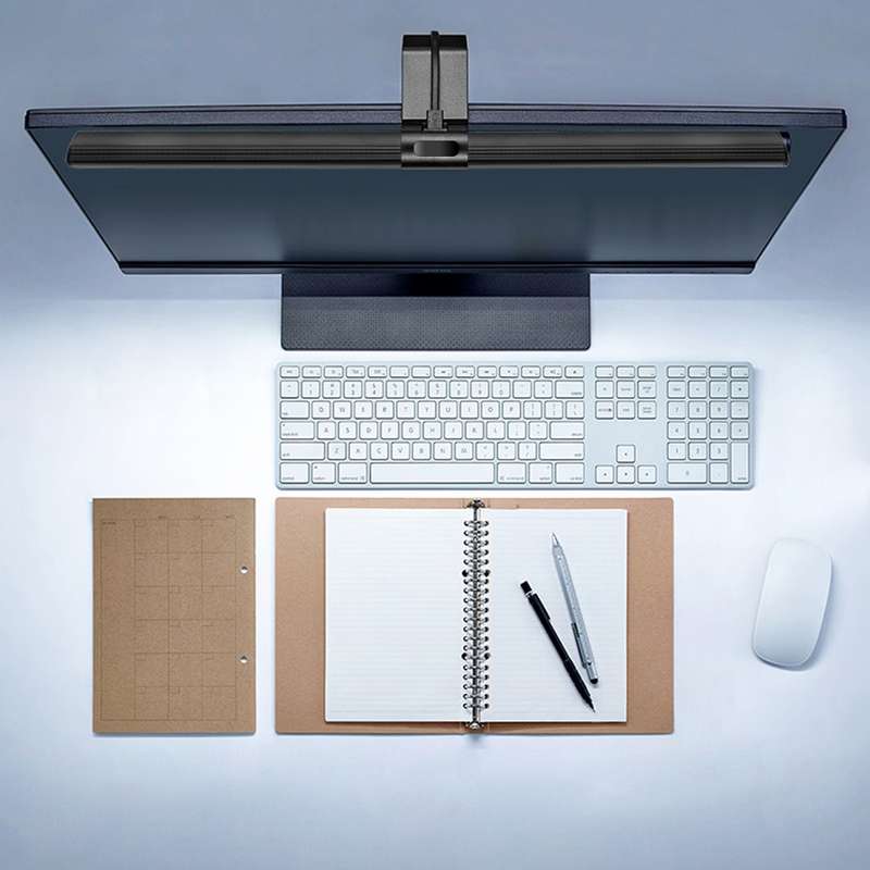 Monitor Screen Hanging Lamp LED Office Computer Notebook Reading Smart Eye Protection Desk Lamp(Blac