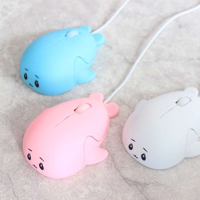 Cute Cartoon Wired Mouse Girl Office Home Laptop  Mouse(Blue)