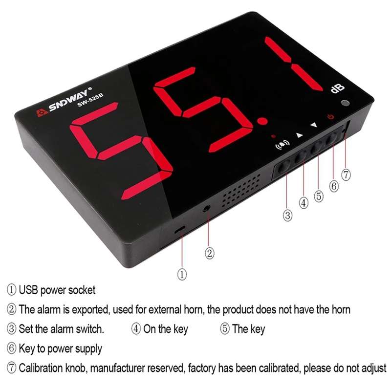 SNDWAY Wall-mounted 30~130dB Large Screen Digital Display Noise Decibel Monitoring Testers, Specific