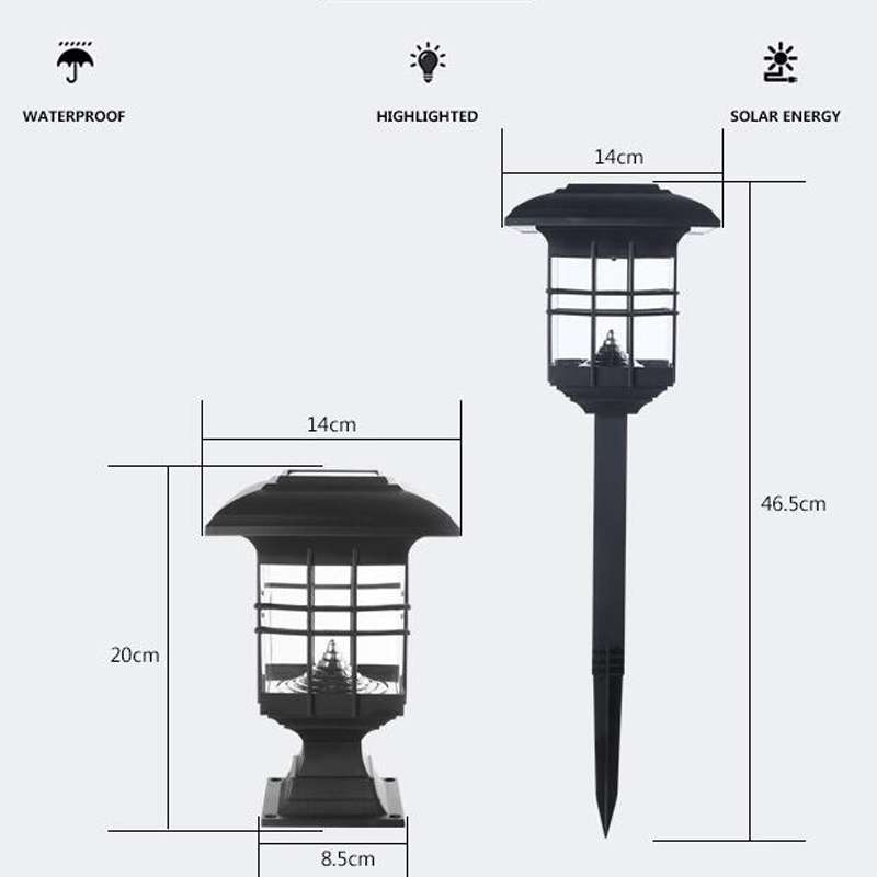 Solar Pillar Light Outdoor Waterproof Decorative Garden Lawn Wall Lamp(Warm White Light)