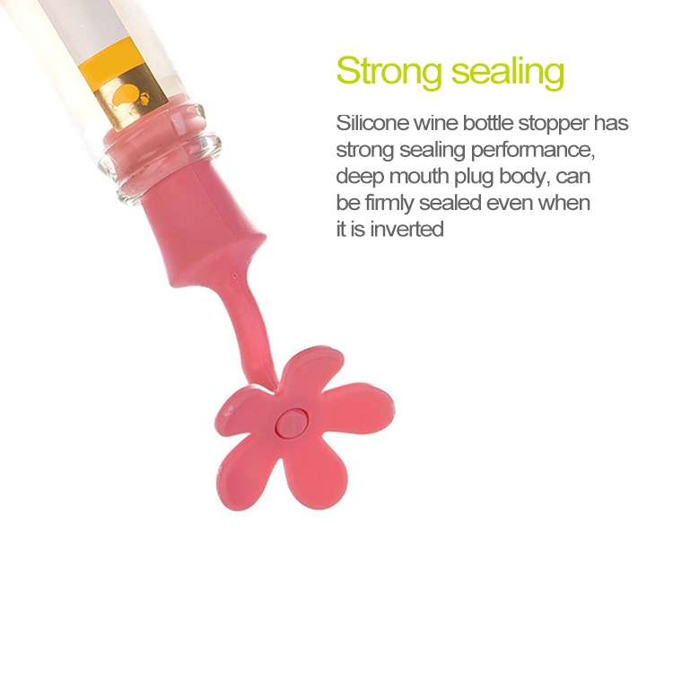 5 PCS Silicone Wine Stopper Flower Beer Stopper(Blue)