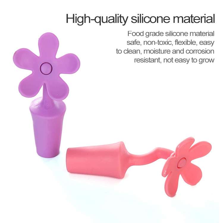 5 PCS Silicone Wine Stopper Flower Beer Stopper(Blue)