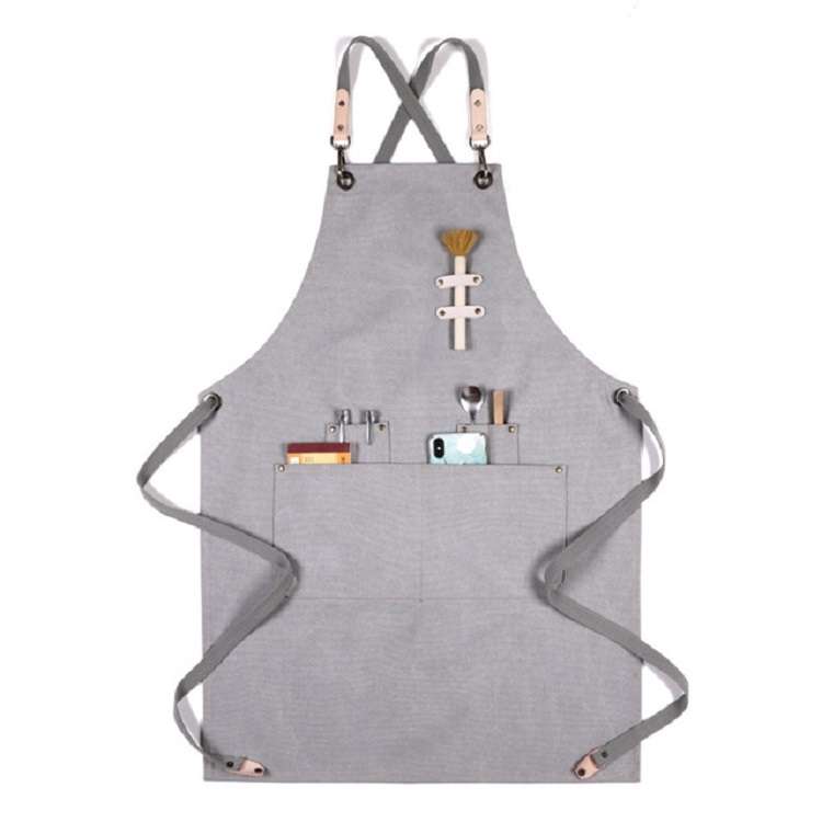 Barbecue Cooking Bartender Antifouling Thick Canvas Apron(Orange A)