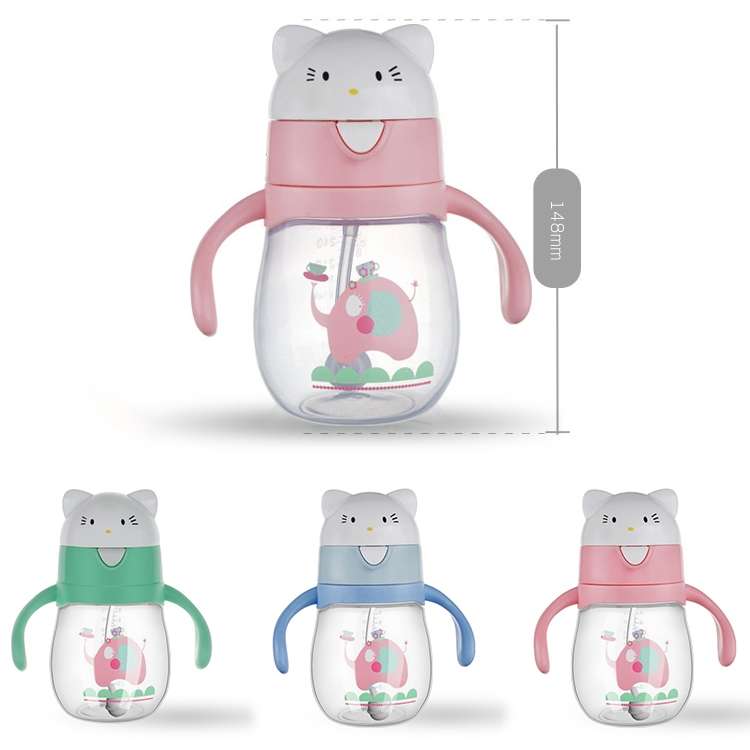 Infant Toddler Drink Cup Child Plastic Leakproof Cartoon Straw Cup With Handle Gravity Ball, Size:27