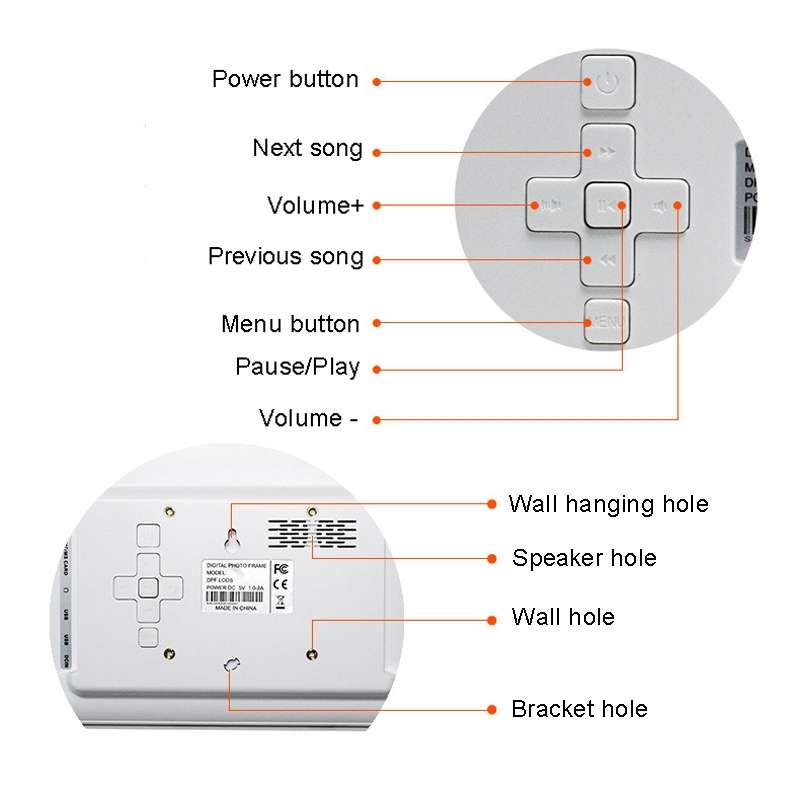 DPF-706 7 inch Digital Photo Frame LED Wall Mounted Advertising Machine, Plug:US Plug(Black)