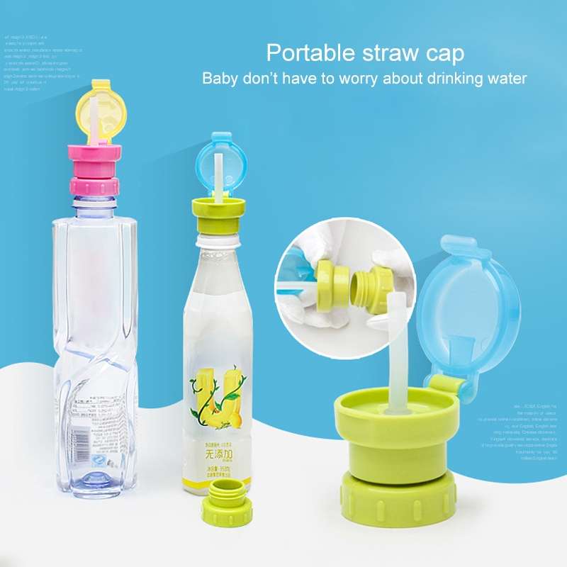 Children Portable Bottled Drinks Anti-overflow Anti-squash Replacement Straw Cap(Red)