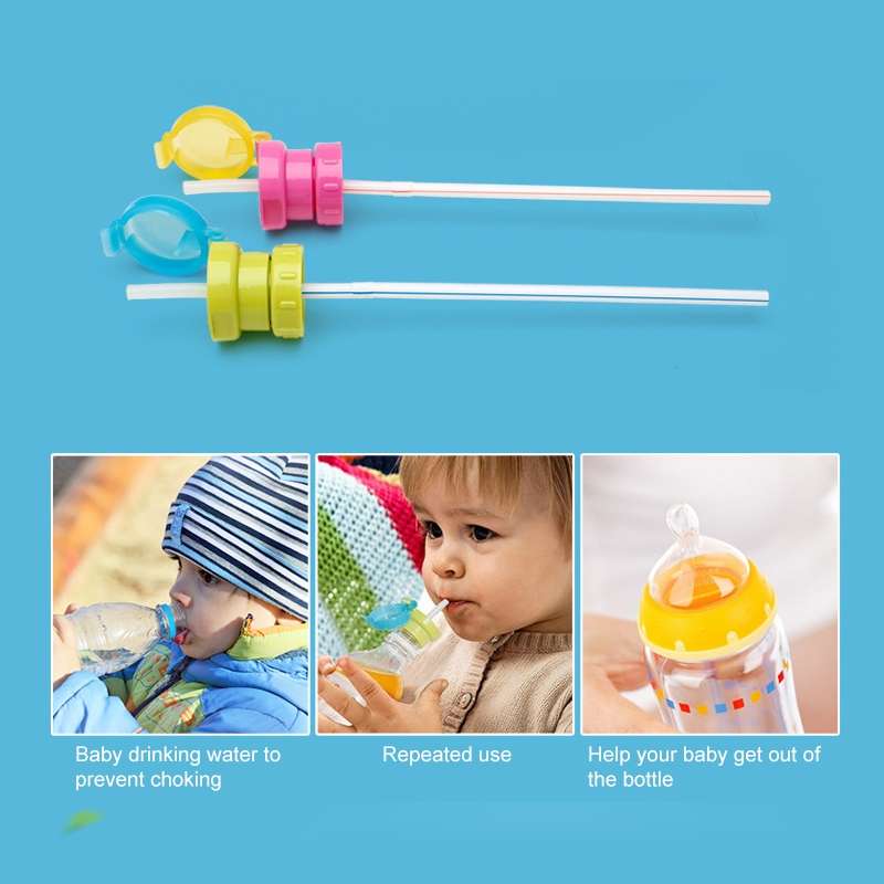 Children Portable Bottled Drinks Anti-overflow Anti-squash Replacement Straw Cap(Red)