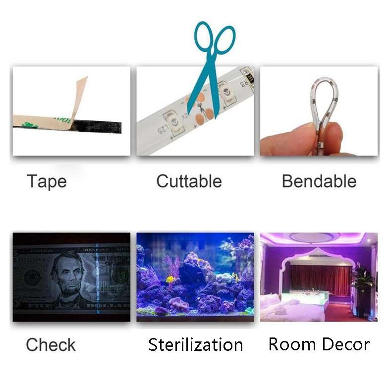 2835 SMD UV Purple Light Strip Epoxy LED Lamp Decorative Light Strip, Style:Bare Board 10m(EU Plug)
