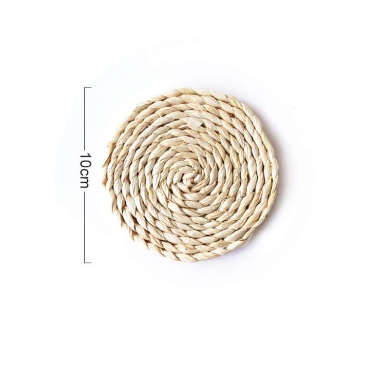 2 PCS Non-slip Natural Corn Woven Thickening Insulated Tea Mat Table Heat-resistant Casserole Mat Ro