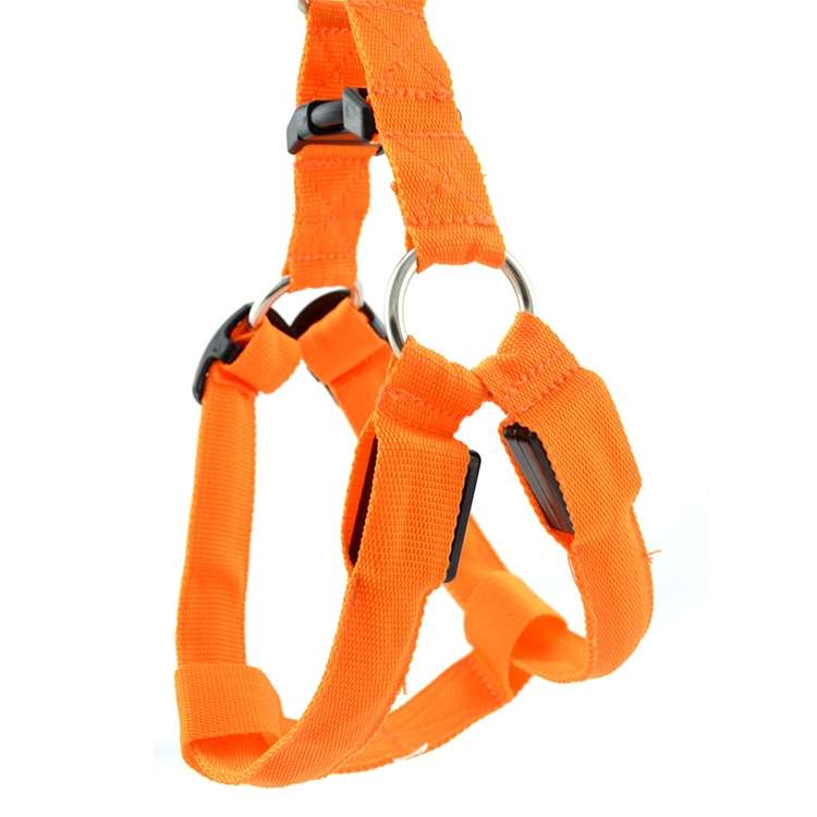 Double Sided LED Light Pet Harness Nylon Cat Dog Chest Strap Leash, Size:S(Pink)