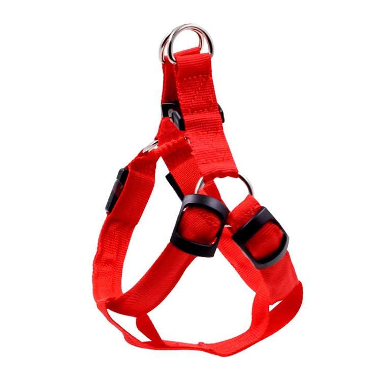 Double Sided LED Light Pet Harness Nylon Cat Dog Chest Strap Leash, Size:S(Pink)