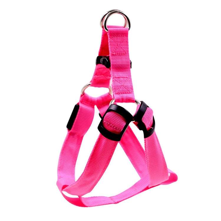 Double Sided LED Light Pet Harness Nylon Cat Dog Chest Strap Leash, Size:M(Blue)