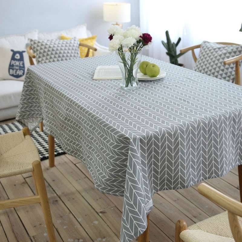 Literary Fresh Geometric Cotton Linen Tablecloth Gray Arrow Rectangular Coffee Table Cloth Desk Clot