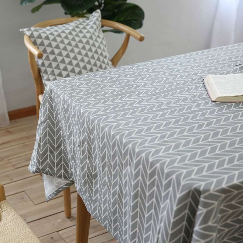 Literary Fresh Geometric Cotton Linen Tablecloth Gray Arrow Rectangular Coffee Table Cloth Desk Clot