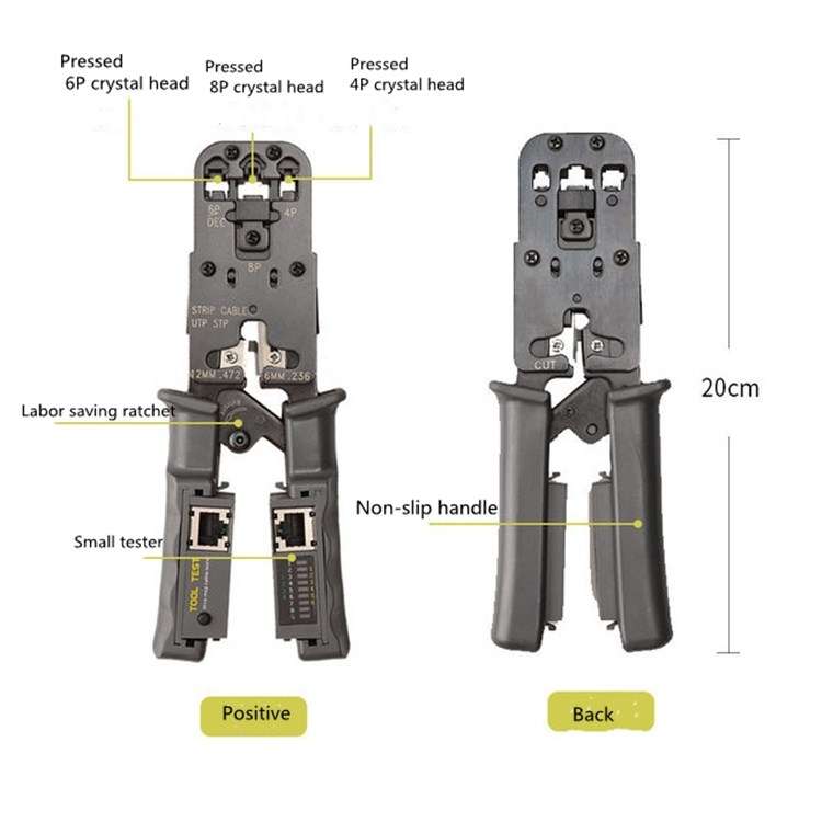 Multifunctional 4P8P6P Three-purpose Tester Ratchet Type Network Tool Squeeze Crimping Wire Network