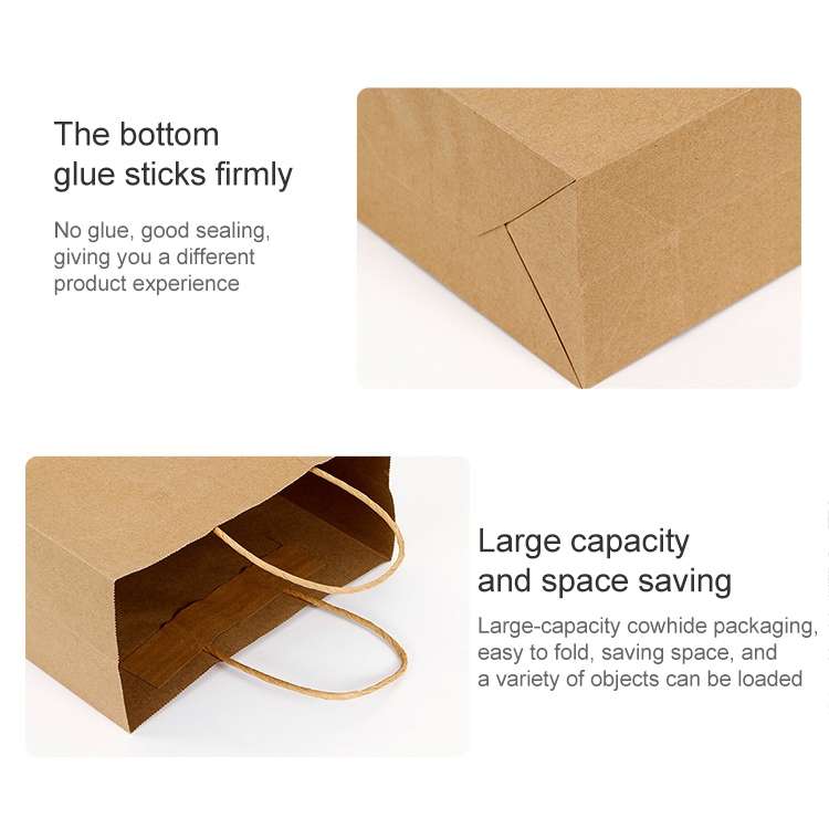 10 PCS Elegant Kraft Paper Bag With Handles for Wedding/Birthday Party/Jewelry/Clothes, Size:16x22x8