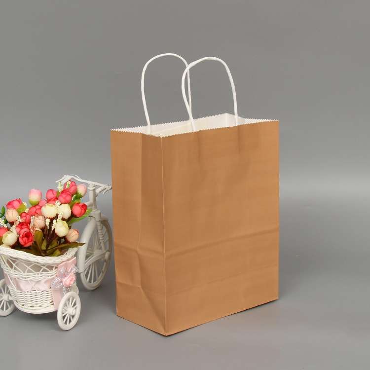 10 PCS Elegant Kraft Paper Bag With Handles for Wedding/Birthday Party/Jewelry/Clothes, Size:12x15x6
