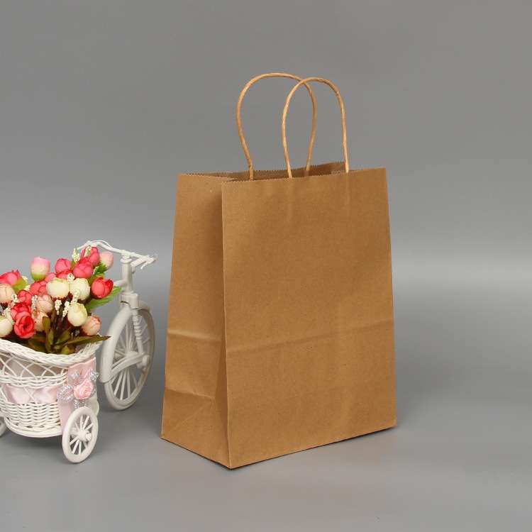 10 PCS Elegant Kraft Paper Bag With Handles for Wedding/Birthday Party/Jewelry/Clothes, Size:12x15x6