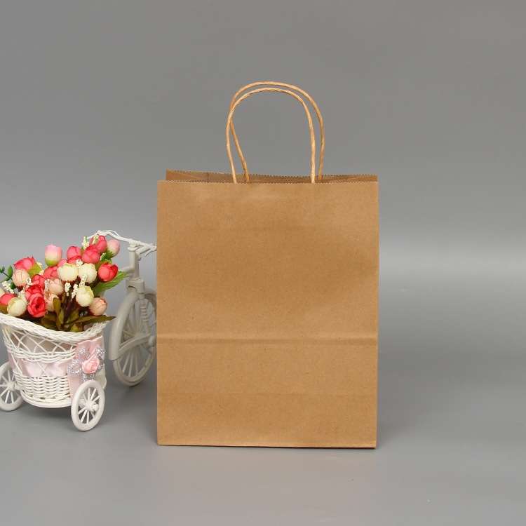 10 PCS Elegant Kraft Paper Bag With Handles for Wedding/Birthday Party/Jewelry/Clothes, Size:12x15x6