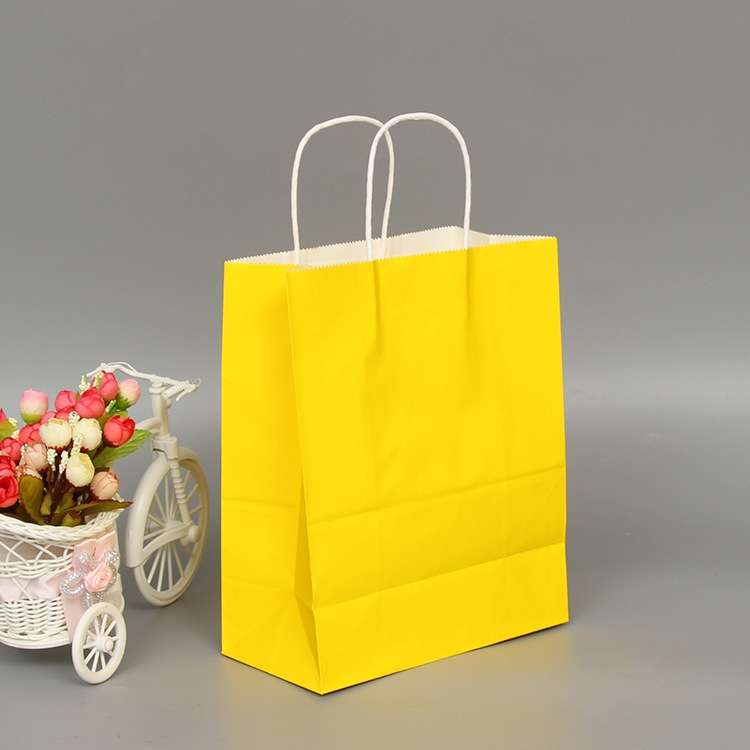 10 PCS Elegant Kraft Paper Bag With Handles for Wedding/Birthday Party/Jewelry/Clothes, Size:12x15x6