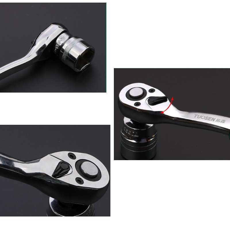 TUOSEN Quick-release Socket Wrench Curved Handle Ratchet Spanner, Size:M